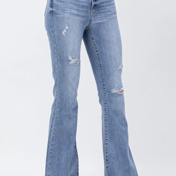 Judy Blue Empty Street Distressed Flare Jeans (0-24W)